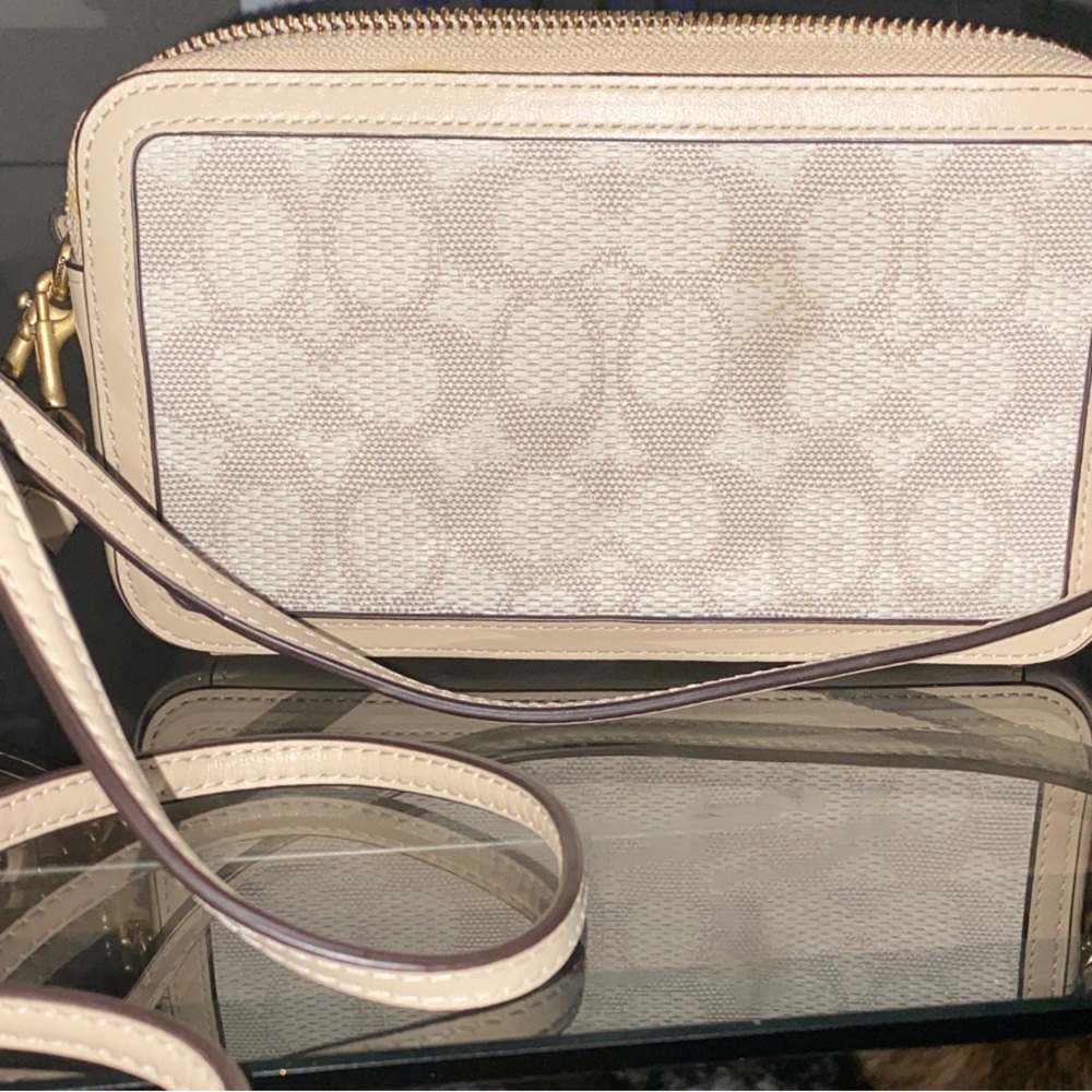 Coach Cream and Tan Crossbody Bag